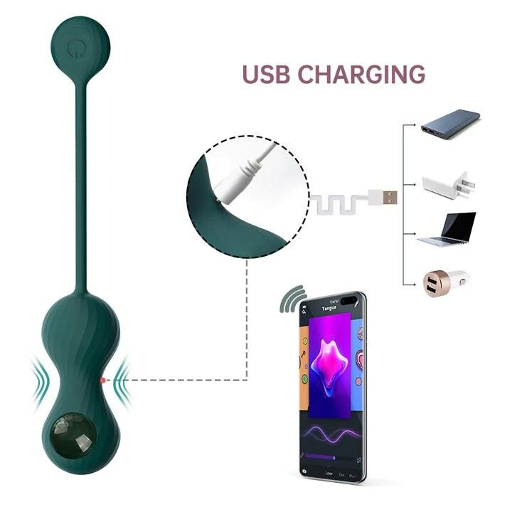 Вагінальні кульки із підключенням до додатку Magic Motion Set Bolas Crystal Duo Smart Kegel зелені - Зображення 3