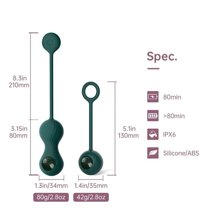 Вагінальні кульки із підключенням до додатку Magic Motion Set Bolas Crystal Duo Smart Kegel зелені - Зображення 6