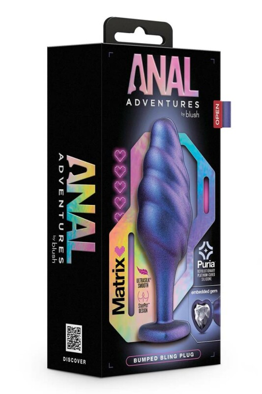 Анальна пробка Blush, M, Anal Adventures з основою у формі серця, фіолетова, 11.4 х 3.8 см - Зображення 1