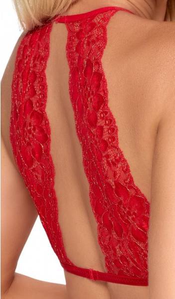 Сексуальний комплект мереживний 3 предмети, L/XL, Kissable зі стрічками, червоний - Изображение 4