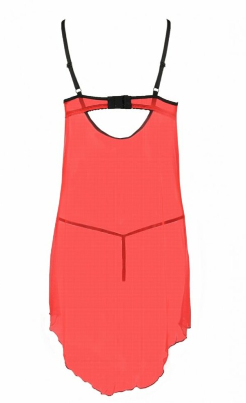 Пеньюар сексуальний з відкритими грудьми S/M Cherry Passion, зі стрінгами, червоний - Зображення 3