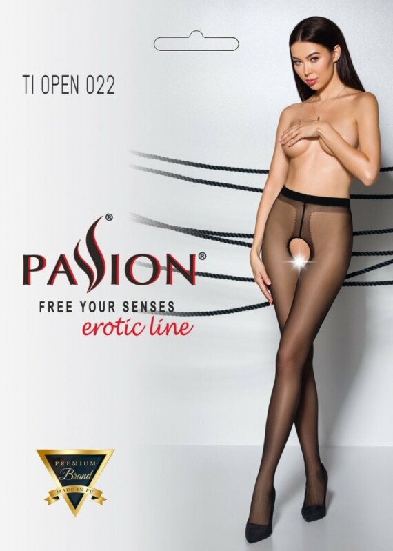 Колготки сексуальні з інтимним вирізом XS/S Tiopen 022 Passion, чорні - Зображення 2