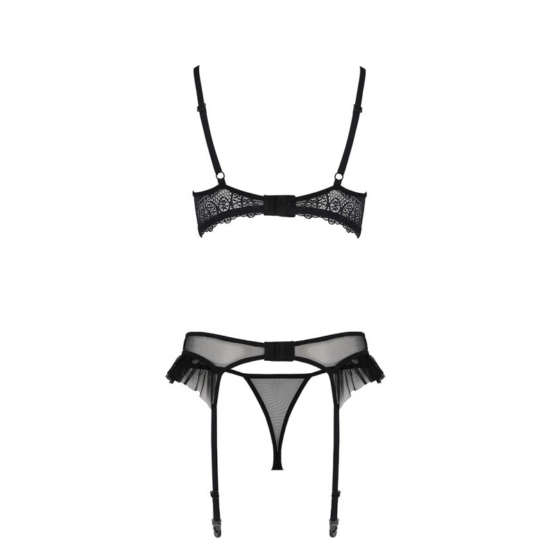 Комплект еротичний мереживний S/M Kerria Passion, 3 предмети, чорний - Зображення 3