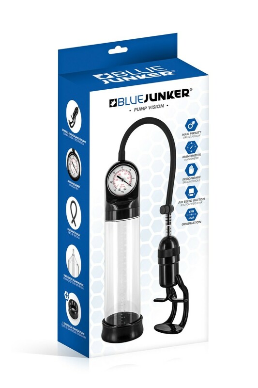 Помпа для збільшення члена механічна Blue Junker Pump Vision з манометром, 30 х 6 см - Изображение 1