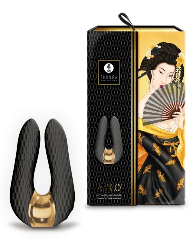 Кліторальний вібратор Shunga Aiko чорного кольору, 10.5 см х 6.5 см