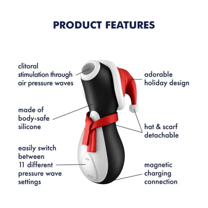 Вакуумний стимулятор клітора Satisfyer Penguin Holiday Edition різнокольоровий, 12.5 х 6.7 см - Зображення 6