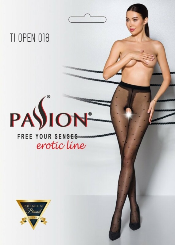 Колготки сексуальні з інтимним вирізом XS/S Tiopen 018 Passion, чорні - Зображення 2