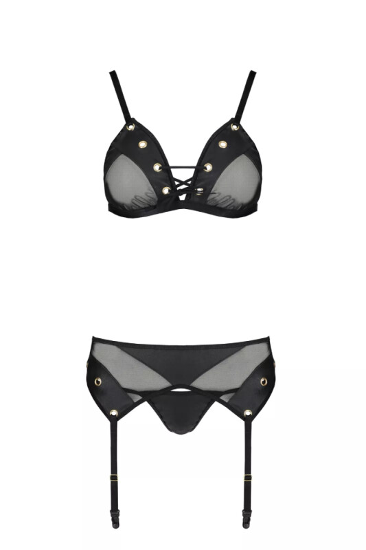 Комплект білизни спокусливий S/M Nessy Passion, 3 предмети, чорний - Изображение 2