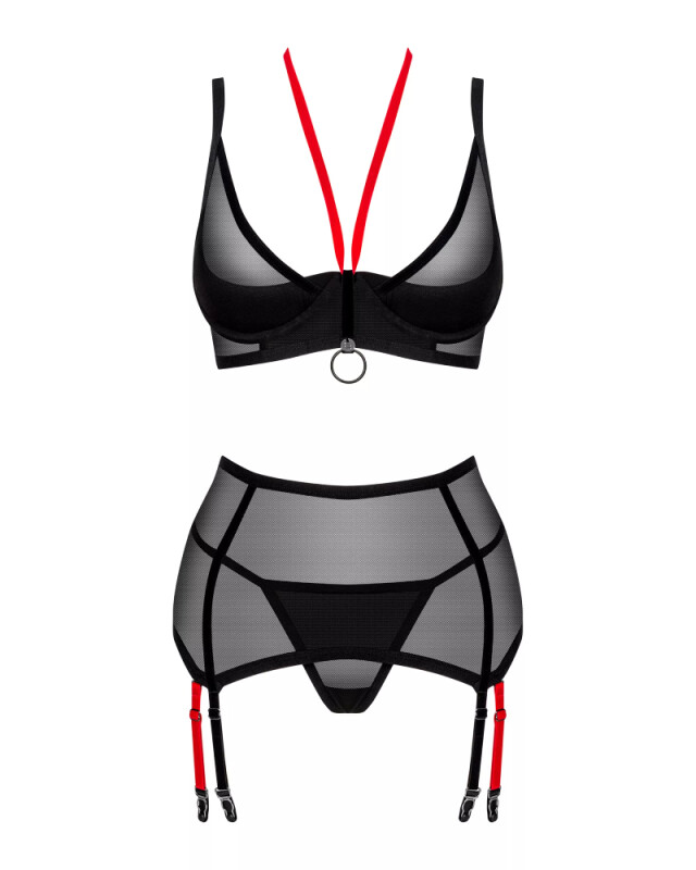 Комплект сексуальний напівпрозорий XS/S Glandez Obsessive, 3 предмети, чорний - Изображение 2