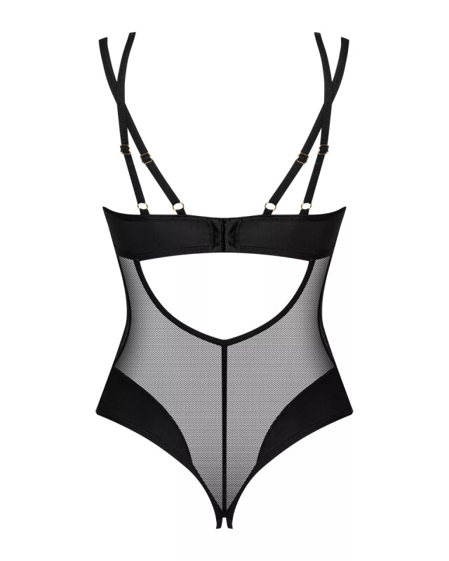 Боді еротичне з інтимним вирізом XS/S Nesari Obsessive, чорне - Изображение 3