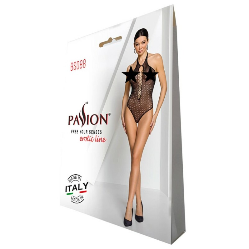 Боді сексуальне сітчасте One Size BS088 Passion, чорне - Изображение 4