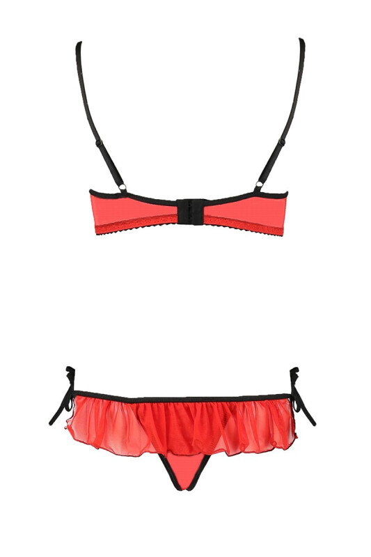 Комплект білизни спокусливий S/M Cherry Passion, з відкритими грудьми, 2 предмети, червоний - Зображення 3