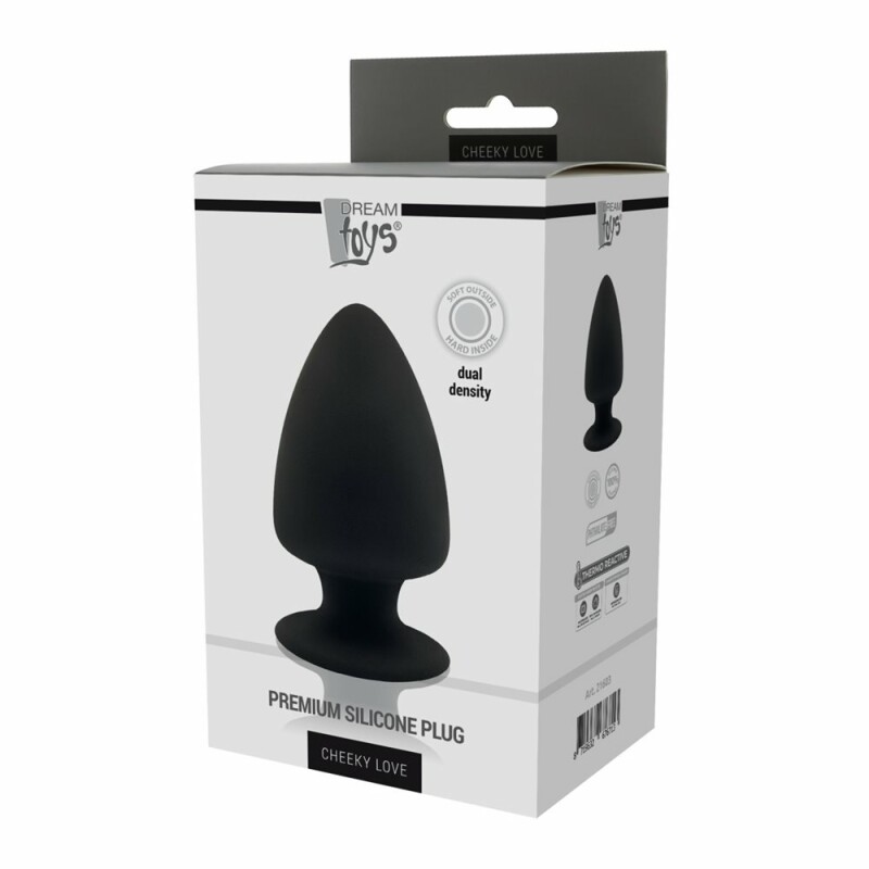 Анальна пробка велика термореактивна Cheeky Love Dream Toys, силіконова, чорна, 13 х 7.5 см - Изображение 1