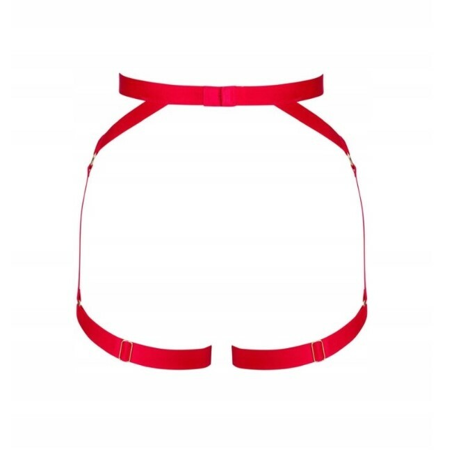 Портупея пояс Obsessive Elianes harness, червона, XS/S - Зображення 3
