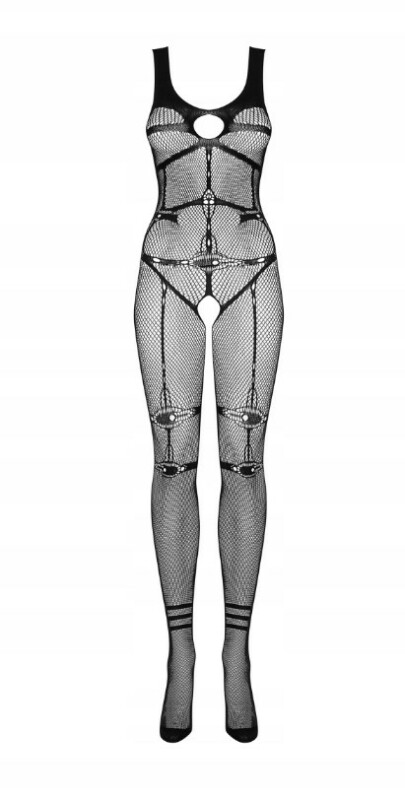 Комбінезон сітка Obsessive Bodystocking N123, чорний One Size - Изображение 2
