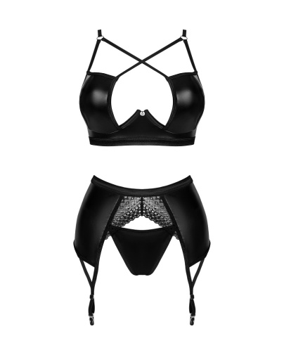 Комплект Obsessive Norides, з поясом, чорний, XS/S - Зображення 2