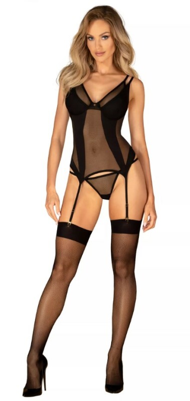 Панчохи Obsessive S823 stockings, чорні, One size - Зображення 2