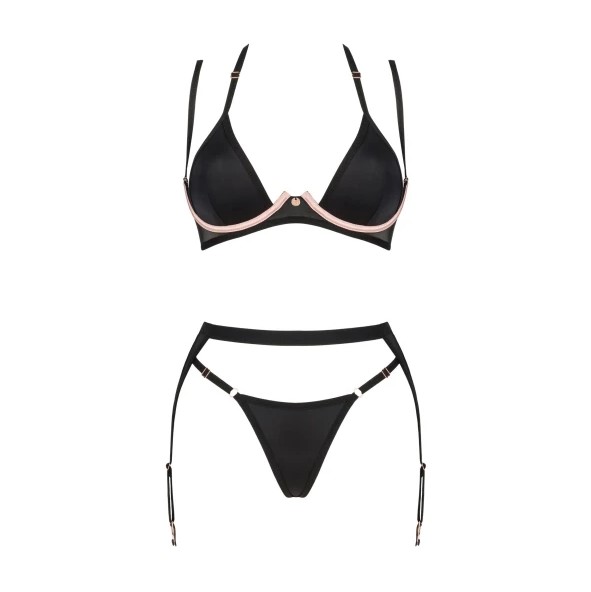 Комплект Obsessive Selinne, з поясом, чорний, XS/S - Зображення 2