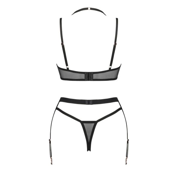 Комплект Obsessive Selinne, з поясом, чорний, XS/S - Зображення 3