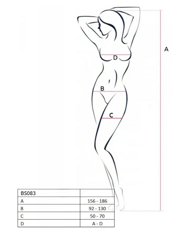 Боді сітка Passion BS083, з інтимним вирізом, чорне, One size - Зображення 4