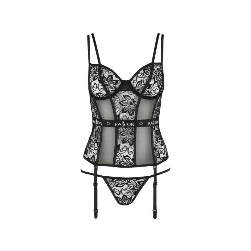 Корсет сексуальний мереживний S/M Leticia Passion, зі стрінгами, чорний - Зображення 2