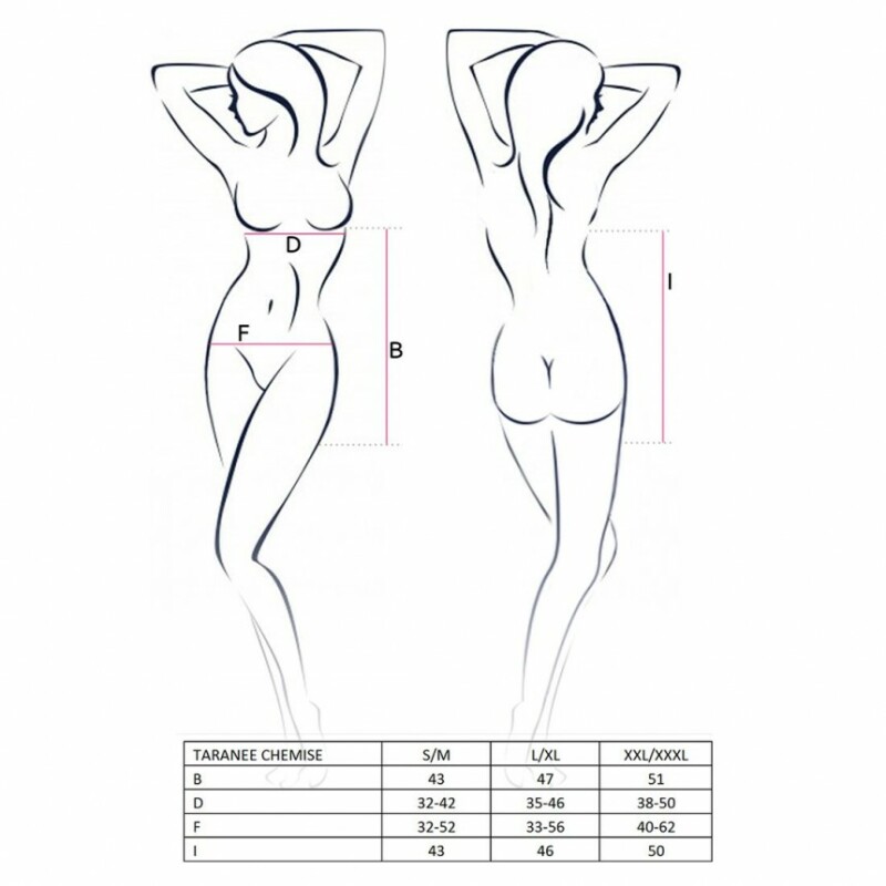 Сорочка Passion Taranee, приталена , з стрінгами, чорна, S/M - Зображення 2