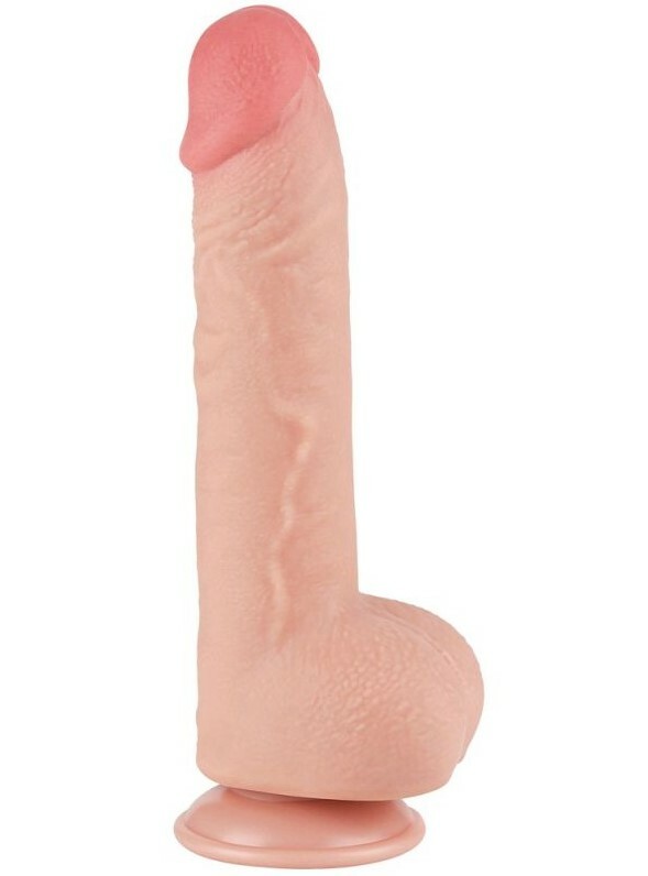 Фалоімітатор реалістичний на присосці Lovetoy Sliding-Skin Dual Layer Dong, бежевий, 24 х 4.3 см - Зображення 2
