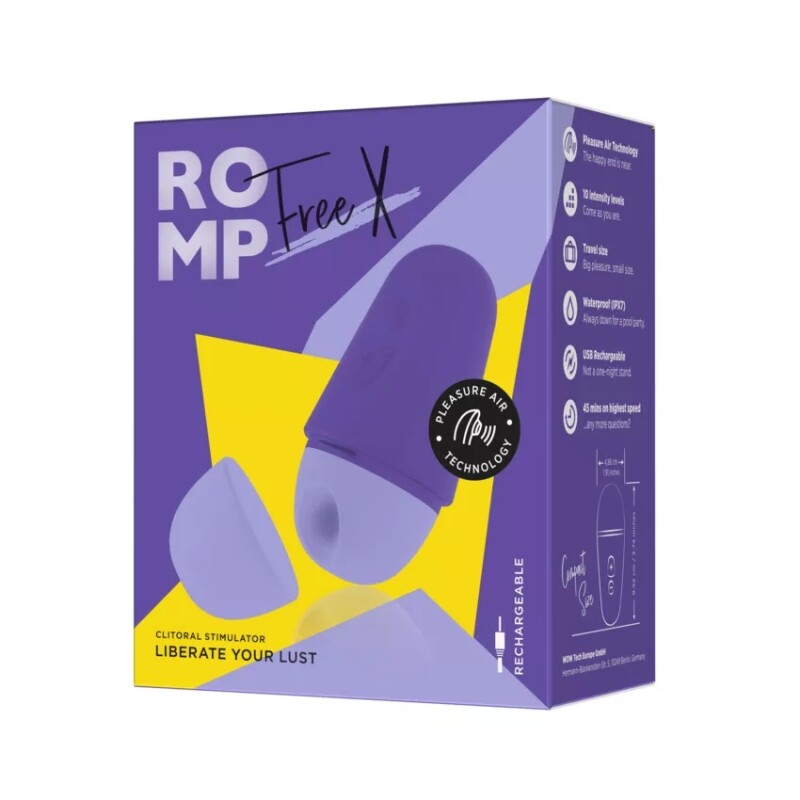 Вакуумний стимулятор для клітора ROMP Free X, силіконовий, фіолетовий - Зображення 9