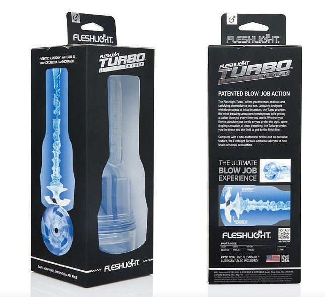 Мастурбатор вагіна в колбі Fleshlight Turbo Thrust Blue Ice (RP), з кібершкіри, прозорий - Изображение 1