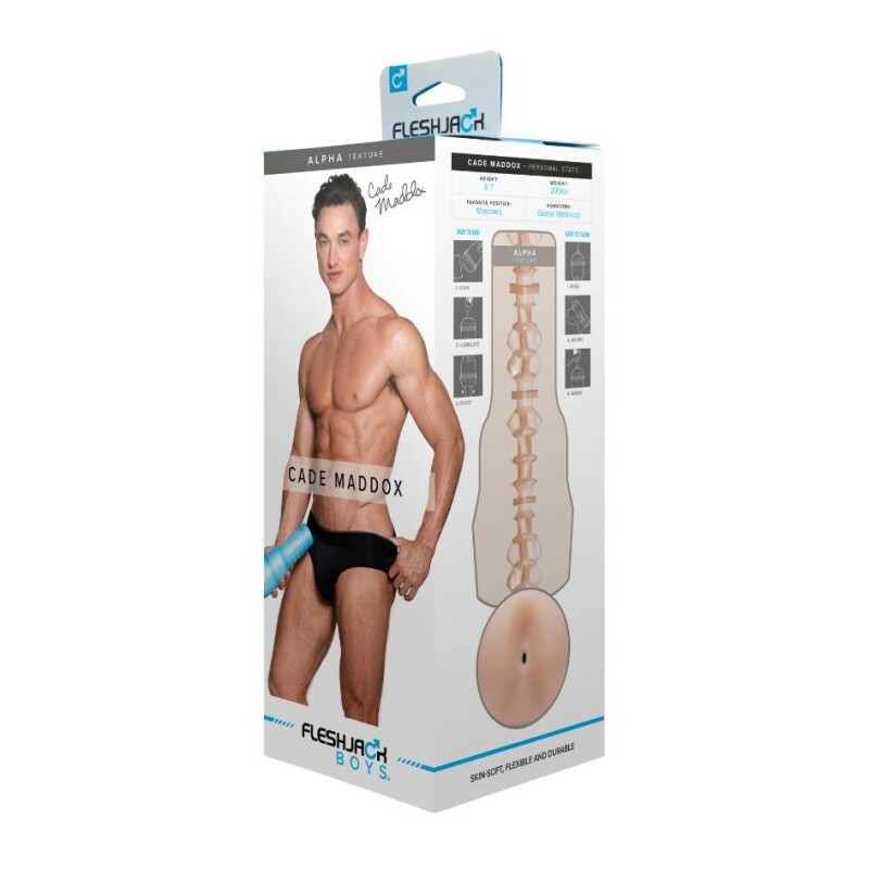 Маструбатор анус з кібершкіри в колбі FleshLight Fleshjack Boys Cade Maddox, бежевий, 24.8 см - Изображение 1