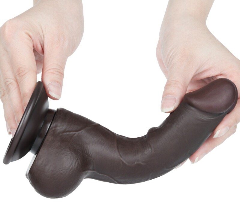 Фалоімітатор реалістичний з подвійною щільністю Sliding-Skin Lovetoy, на присосці, коричневий, 19.5 х 3.6 см - Зображення 3