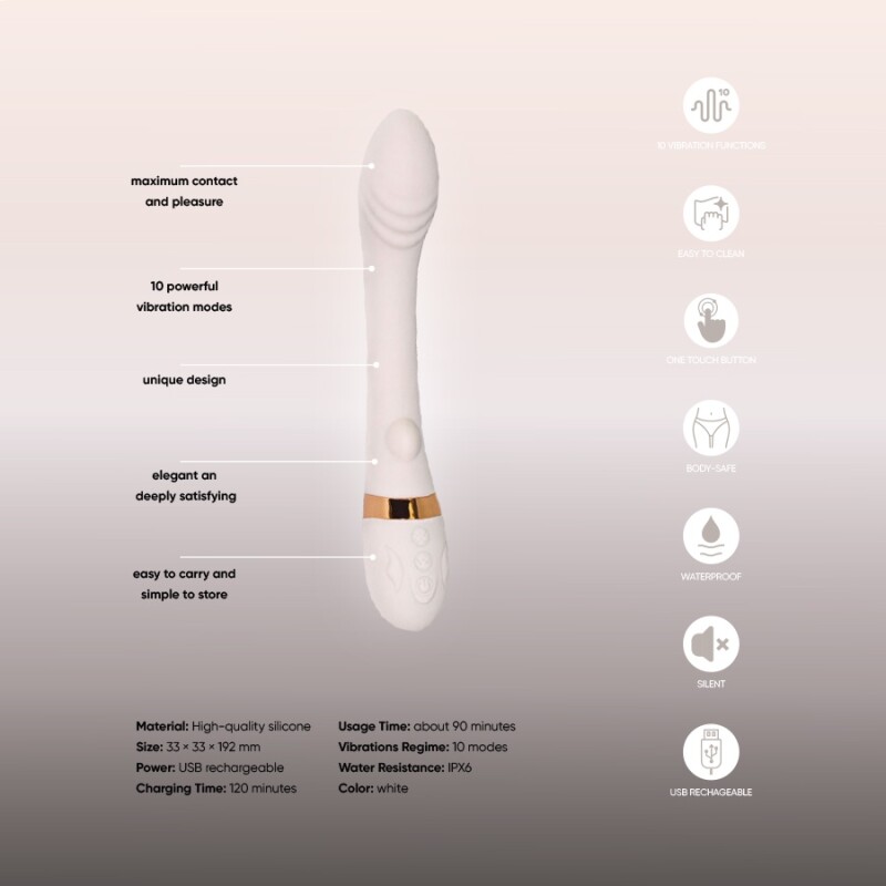 Вібратор для точки G Sweet Em Heating Vibe з підігрівом, бежевий, 19.2 х 3.3 см - Зображення 3