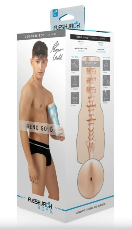 Маструбатор анус, кібершкіра в колбі, Fleshjack Boys Reno Gold Golden Boy Signature Butt, бежевий - Изображение 2