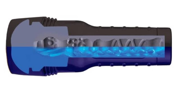 Мастурбатор вагіна з кібершкіри в колбі Fleshlight Freaks Alien Blue Metallic, синій, 24.8 см - Изображение 3
