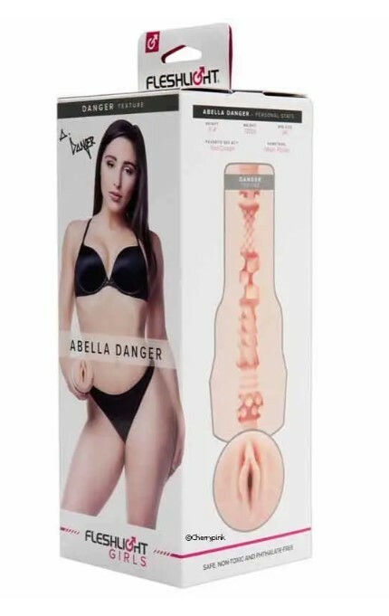 Мастурбатор вагіна з кібершкіри в колбі Fleshlight Girls Abella Danger Vagina, бежевий, 24.8 см - Зображення 1