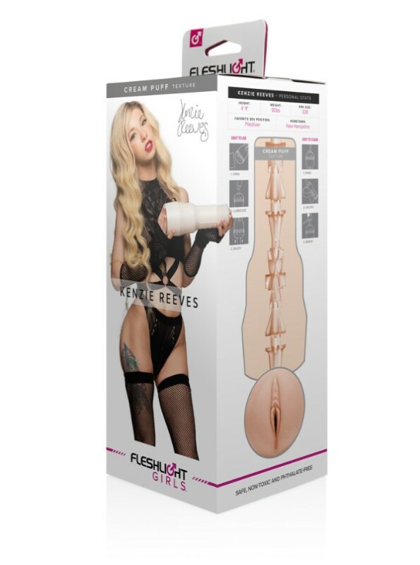 Мастурбатор вагіна з кібершкіри в колбі Fleshlight Girls Kenzie Reeves Cream Puff, бежевий, 24.8 см - Изображение 1