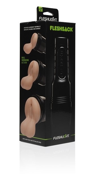 Мастурбатор анус з мошонкою для геїв, з кібершкіри Fleshlight FleshSack, бежевий, 28 см - Зображення 1
