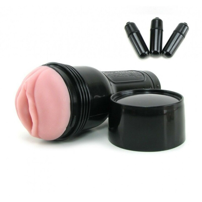 Мастурбатор вагіна в колбі з вібрацією Fleshlight Pink Lady Touch, кібершкіра, бежевий, 25 х 10 см