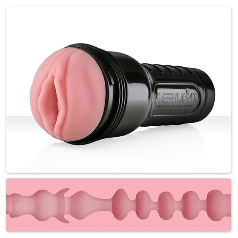Мастурбатор вагіна в колбі Fleshlight Pink Lady Mini-Lotus, з рельєфом, кібершкіра, бежевий, 25 х 10 см