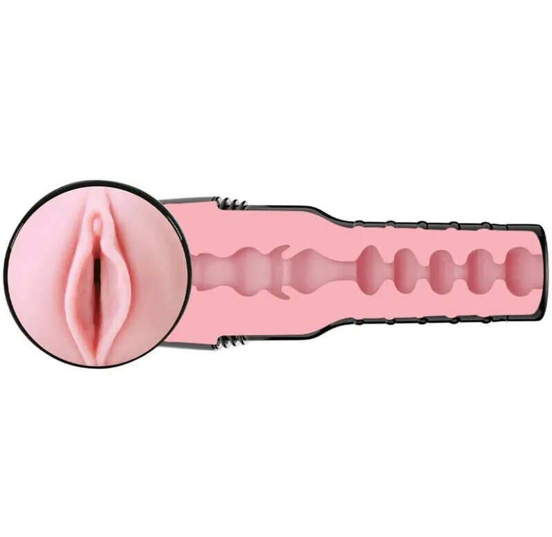 Мастурбатор вагіна в колбі Fleshlight Pink Lady Mini-Lotus, з рельєфом, кібершкіра, бежевий, 25 х 10 см - Изображение 5