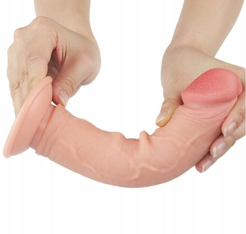 Фалоімітатор реалістичний на присосці Lovetoy Sliding-Skin Dual Layer Dong, бежевий, 20 х 3.8 см - Зображення 4