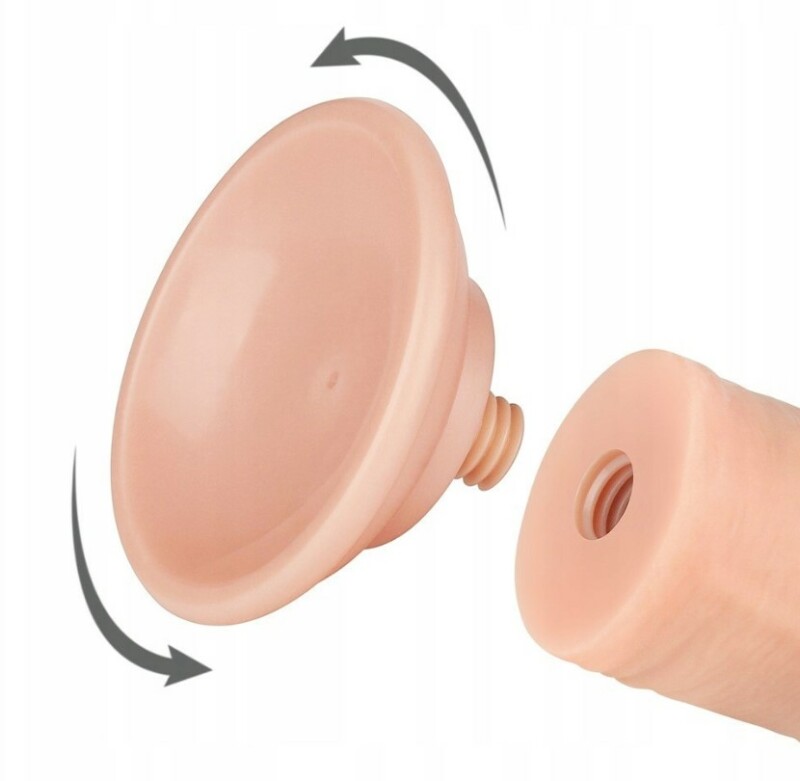 Фалоімітатор реалістичний на присосці Lovetoy Sliding-Skin Dual Layer Dong, бежевий, 20 х 3.8 см - Зображення 5