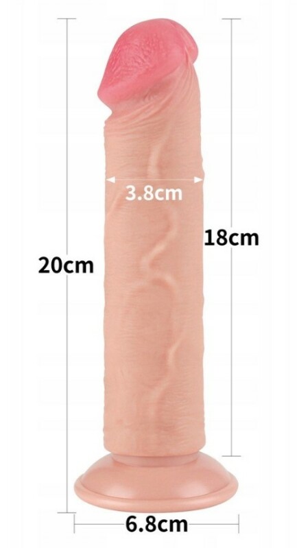 Фалоімітатор реалістичний на присосці Lovetoy Sliding-Skin Dual Layer Dong, бежевий, 20 х 3.8 см - Зображення 6
