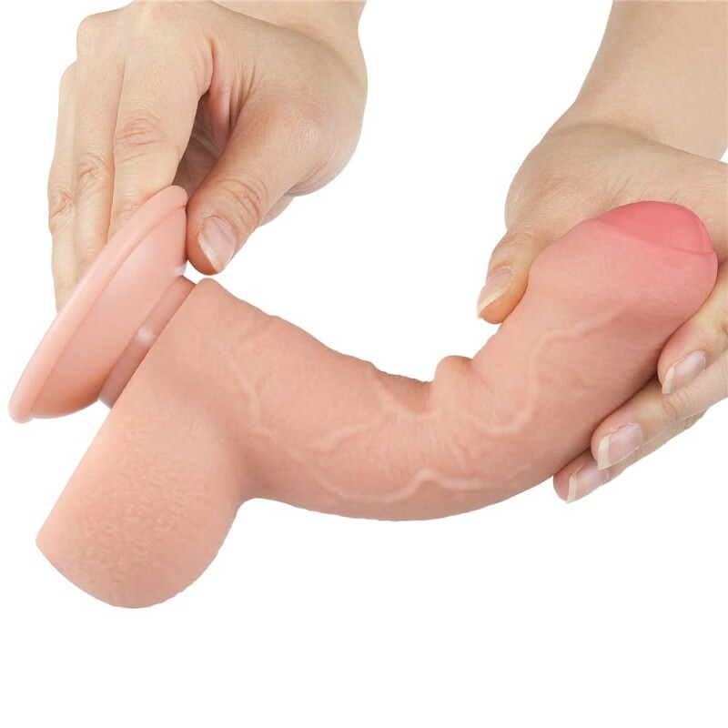 Фалоімітатор реалістичний на присосці Lovetoy Sliding-Skin Dual Layer Dong, бежевий, 18.3 х 3.5 см - Зображення 4