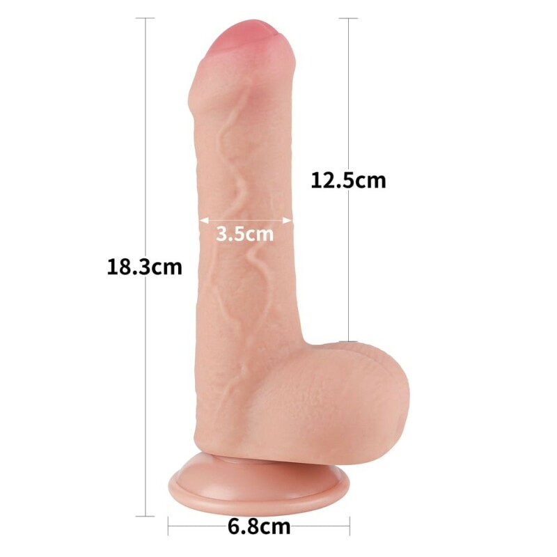 Фалоімітатор реалістичний на присосці Lovetoy Sliding-Skin Dual Layer Dong, бежевий, 18.3 х 3.5 см - Зображення 6