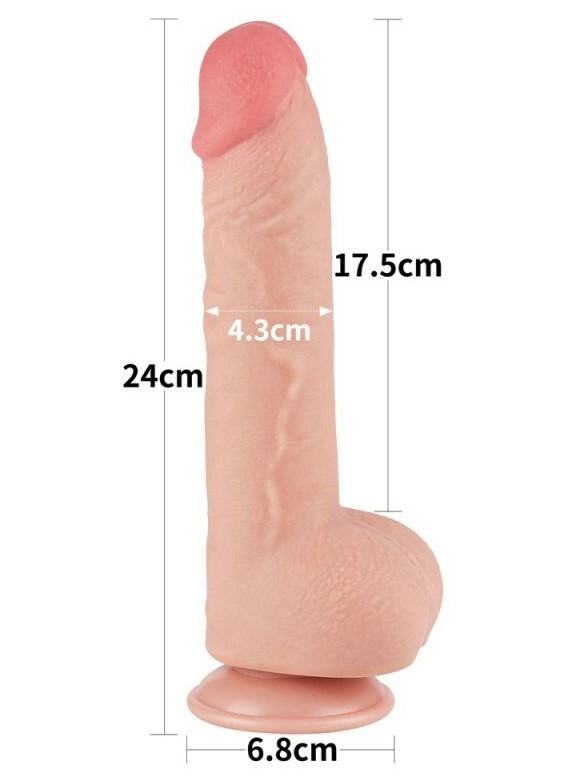 Фалоімітатор реалістичний на присосці Lovetoy Sliding-Skin Dual Layer Dong, бежевий, 24 х 4.3 см - Зображення 6