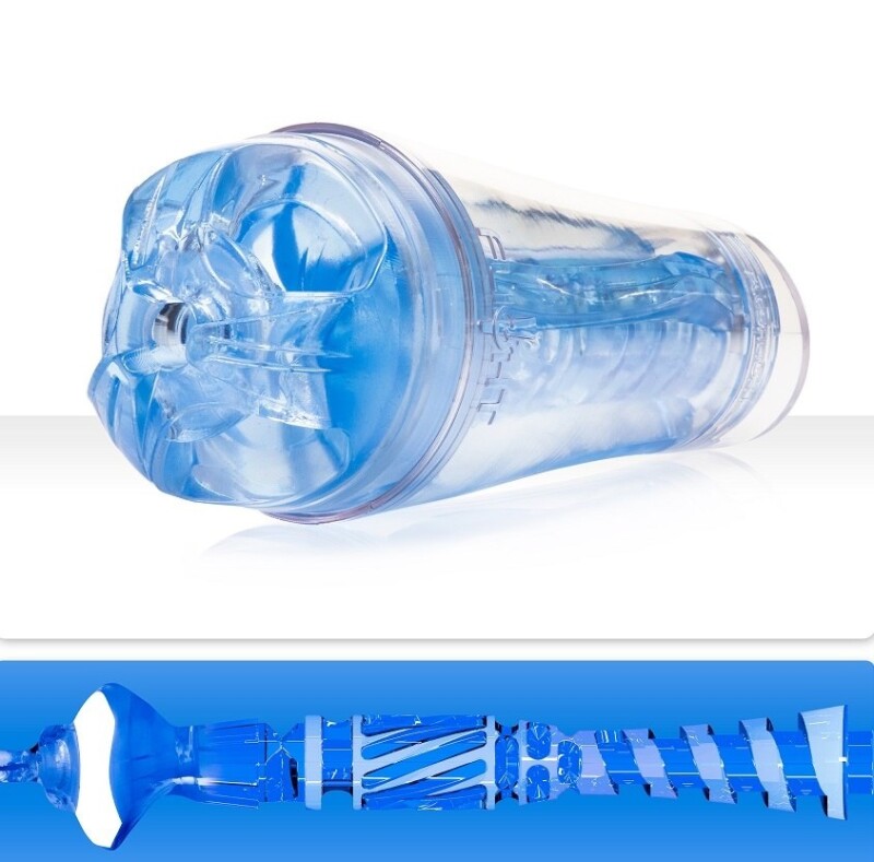 Мастурбатор хай-тек у колбі Fleshlight Flight Commander, кібершкіра, блакитний, 20 х 9 см