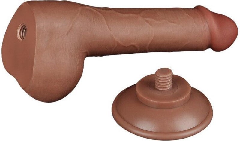 Фалоімітатор реалістичний з подвійною щільністю Sliding-Skin Lovetoy, на присосці, коричневий, 19.5 х 3.6 см - Зображення 4