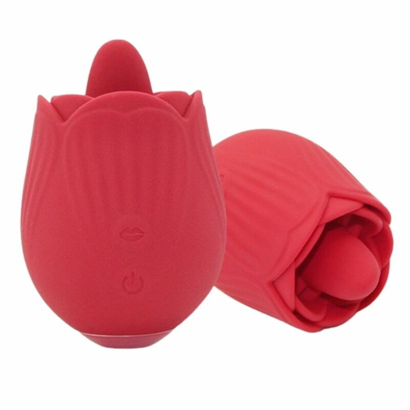 Вібратор для клітора з язичком Sweet Em Tongue Licking у формі троянди, червоний, 8 х 5 см - Изображение 1