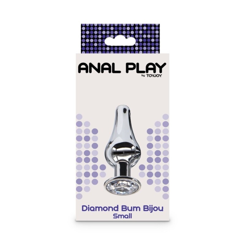 Анальна пробка Toy Joy Diamond Bum Bijou S із кристалом, срібляста, 9.2 х 3 см - Изображение 1